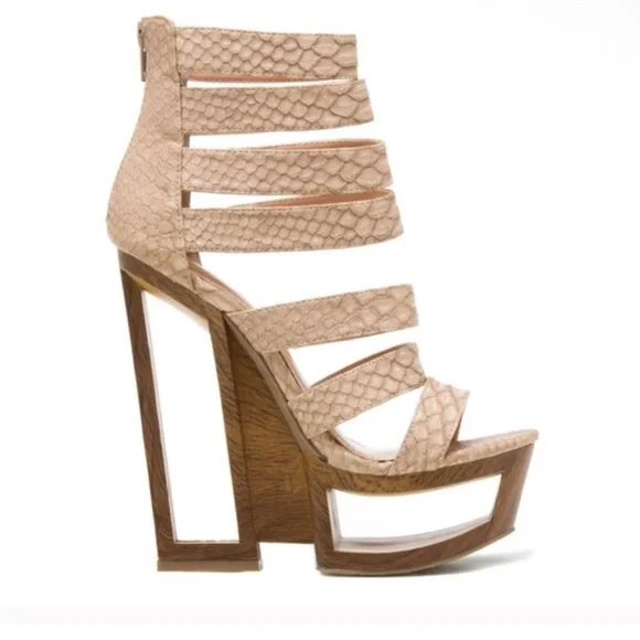 Beau + Ashe Ceyda Snakeskin Wooden Abstract Shoes - Picture 2 of 8